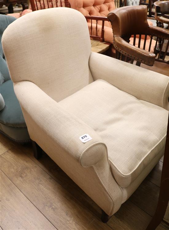 An upholstered armchair